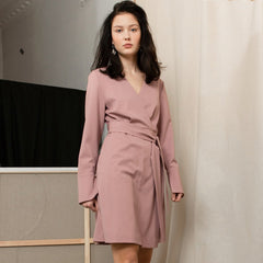 Short Wrap Dress In Wool Stretch