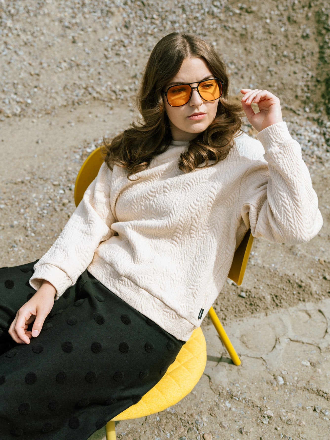 Frankie Sweatshirt Wild Jacquard Licht Beige