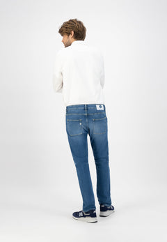 Blokkeer chino jeans steenblauw