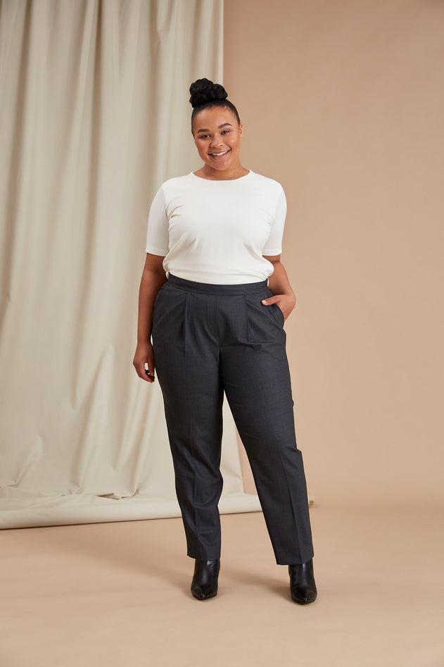 Cindy hoge taille broek Gray Melange