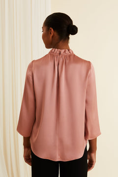 Darlyn hoge kraag blouse matroze roze