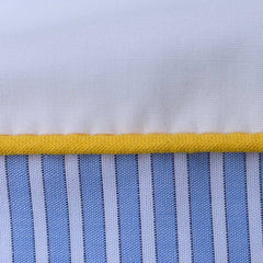 Cotton Percale Duvet Cover Set Light Blue Stripe With Yellow Piping