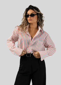 The Boyfriend Shirt Red & White Stripes