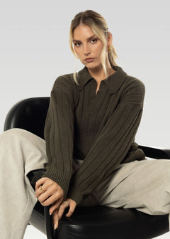 Henry Wool Cashmere Sweater Olive Green