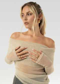 Bardot Shimmery Top Golden Beige