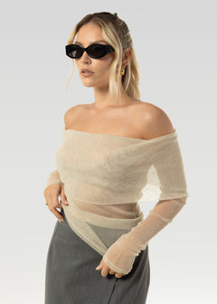 Bardot Shimmery Top Golden Beige