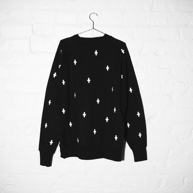 Space Crosses Oversized Sweatshirt Zwart