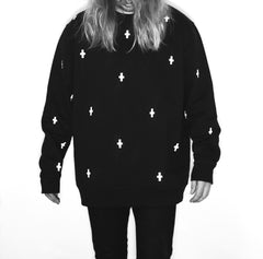Space Crosses Oversized Sweatshirt Zwart