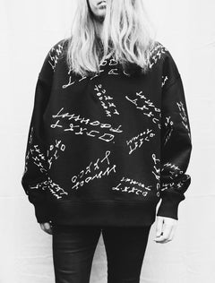 Handgeschreven | Oversized zwart sweatshirt
