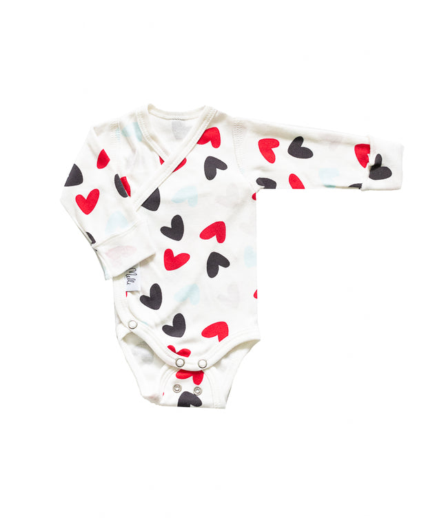 Baby's Premature Wrap-Around Body Red Hearts