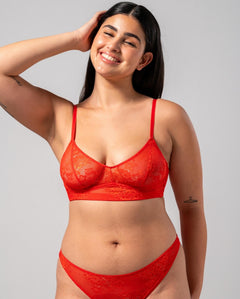 Floral Lace Balconette Fiery Red