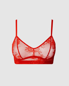 Floral Lace Balconette Fiery Red