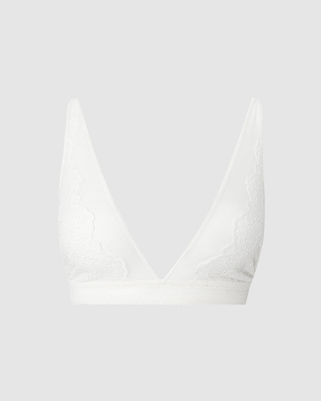 Lace Plunge Bralette Off White