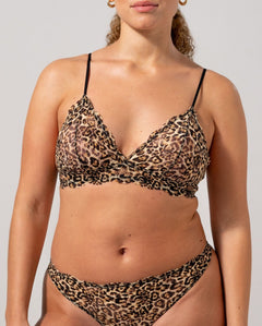 Lace Triangle Bralette Gold Leopard