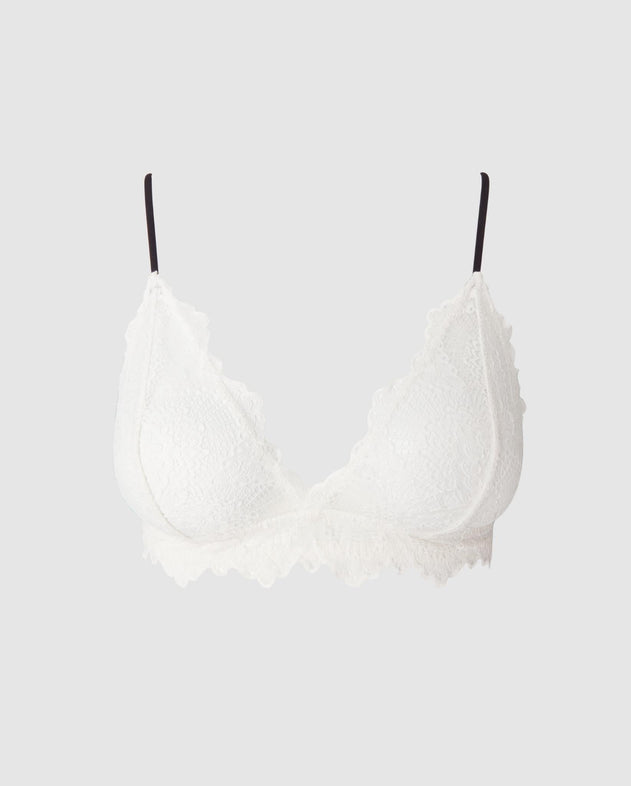 Lace Triangle Bralette White/Black