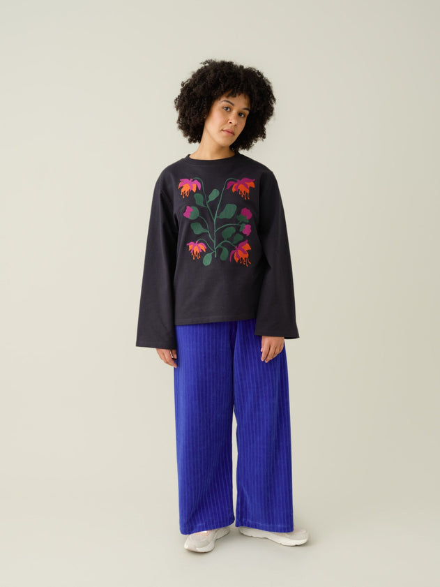 Dames's Botania geborduurd sweatshirt Zwart