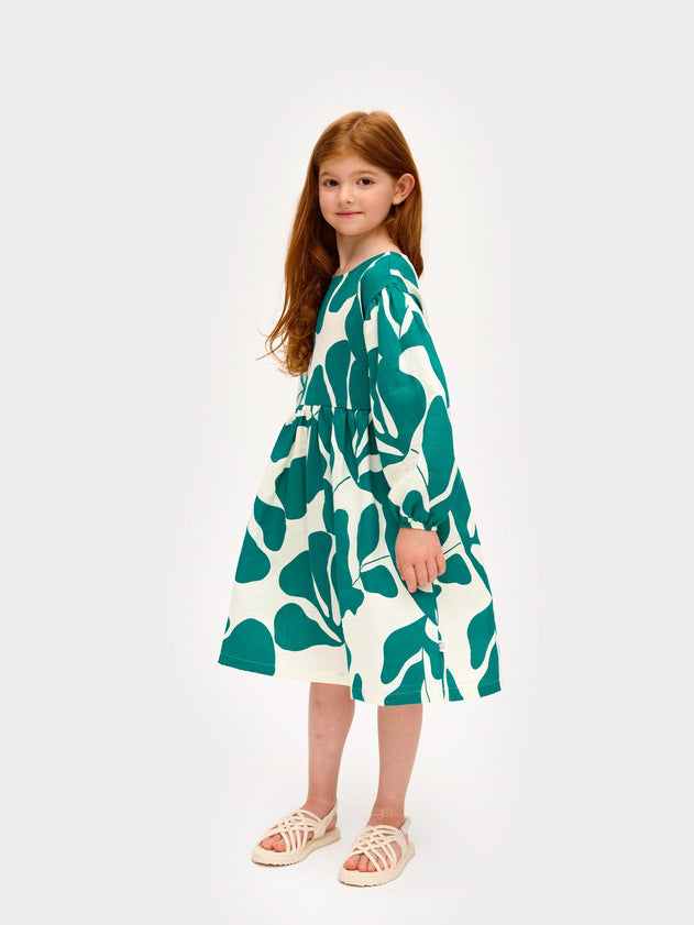 Kids' Greenery Muslin Dress Green