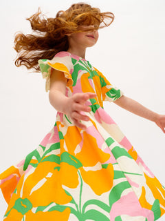 Kids' Lively Muslin Dress Orange