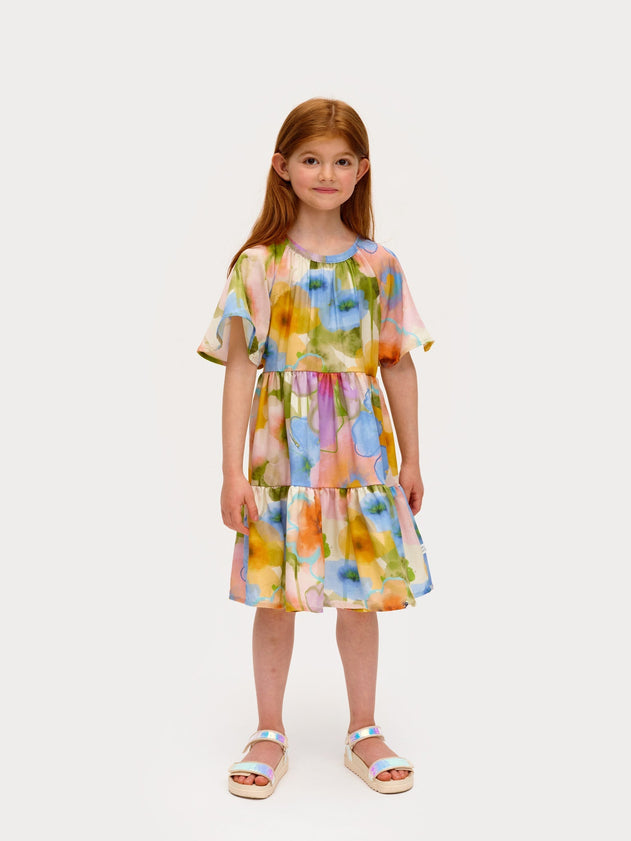 Bouquet Kid's Dress Yellow/Blue