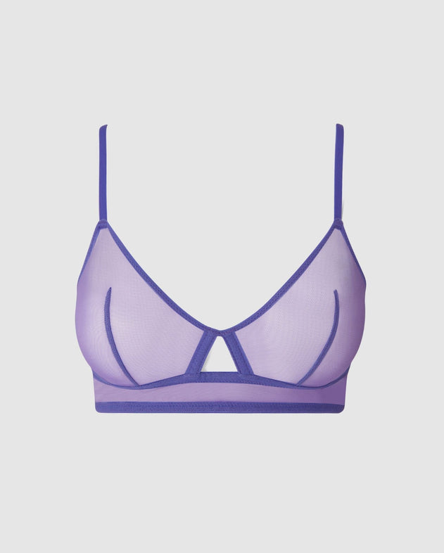 Mesh uitgesneden triangel Bralette Lila