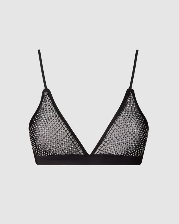 Mesh Triangle Bralette Black/Silver