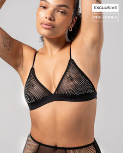 Mesh Triangle Bralette Black/Silver