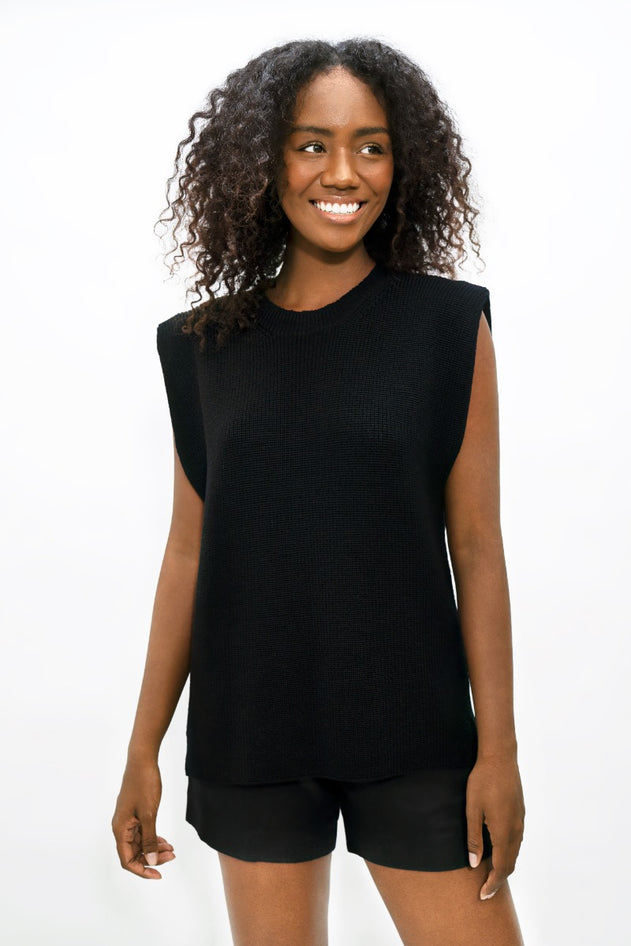 Napoli Nap - High Neck gebreide top - Black -Xs