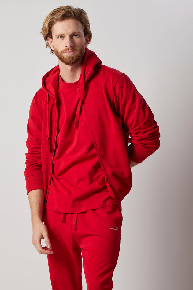 Men's Zip-Up Sweatsuit Set Red