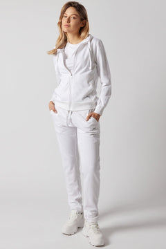 Women's Set With Zippered Hoodie and Joggers White