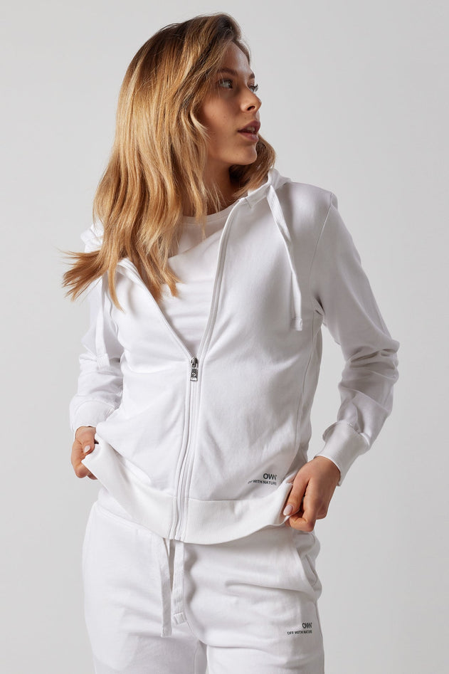 Women's Set With Zippered Hoodie and Joggers White