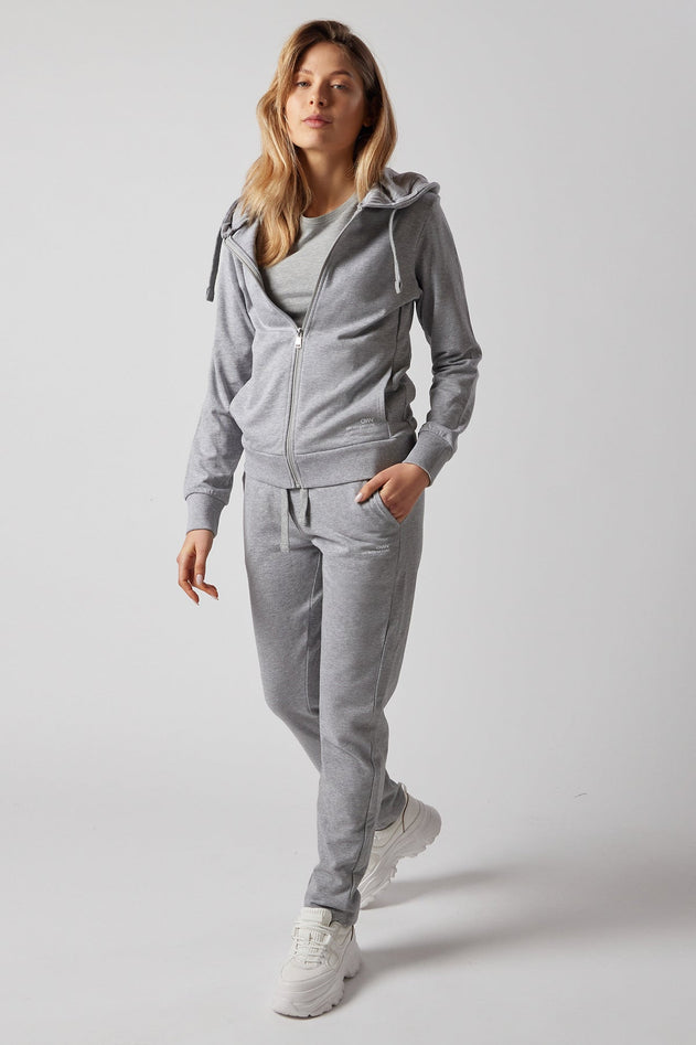 Women's Set With Zippered Hoodie And Joggers Grey