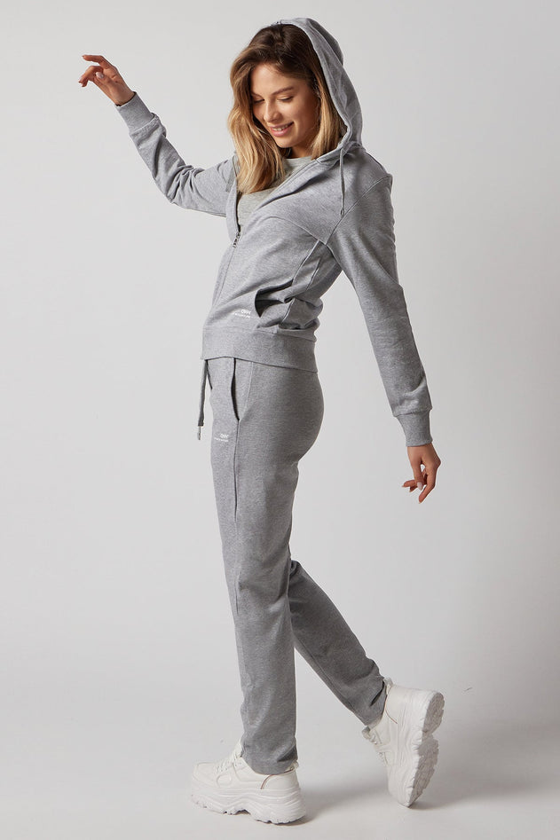 Women's Set With Zippered Hoodie And Joggers Grey