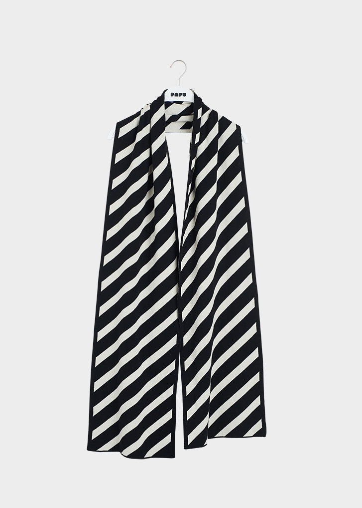 Stripe Langwerpige Sjaal Zwart/Wit