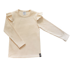 Kids' Ribbed Top With Ruffle Sleeves Vanilla