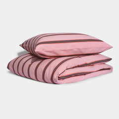 Katoenen dekbedovertrekset roze streep