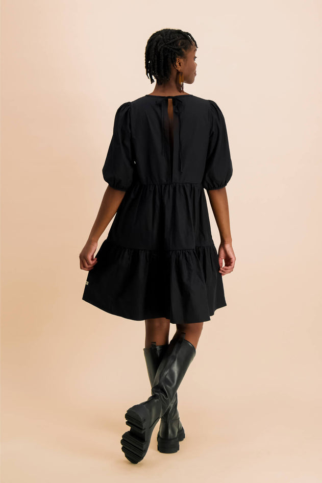 Gespreide Mini Dress Zwart