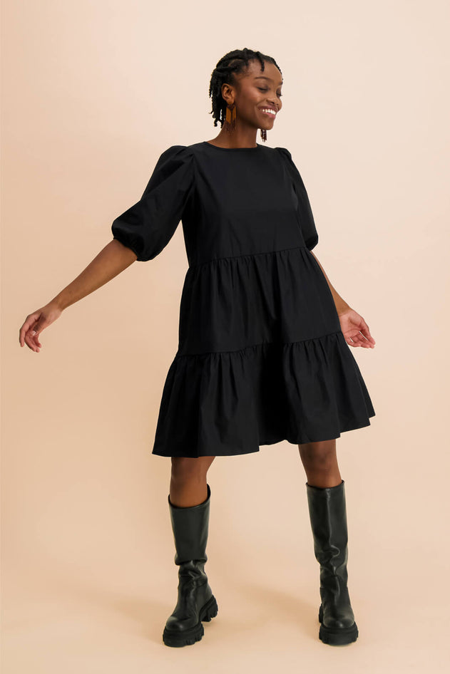 Gespreide Mini Dress Zwart