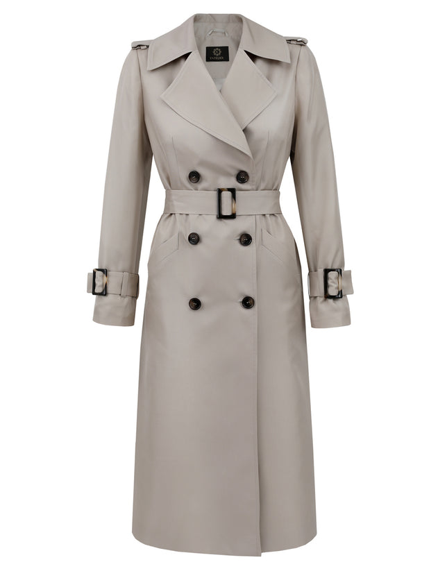 Enteliér Zijden Trenchcoat Lichtbeige