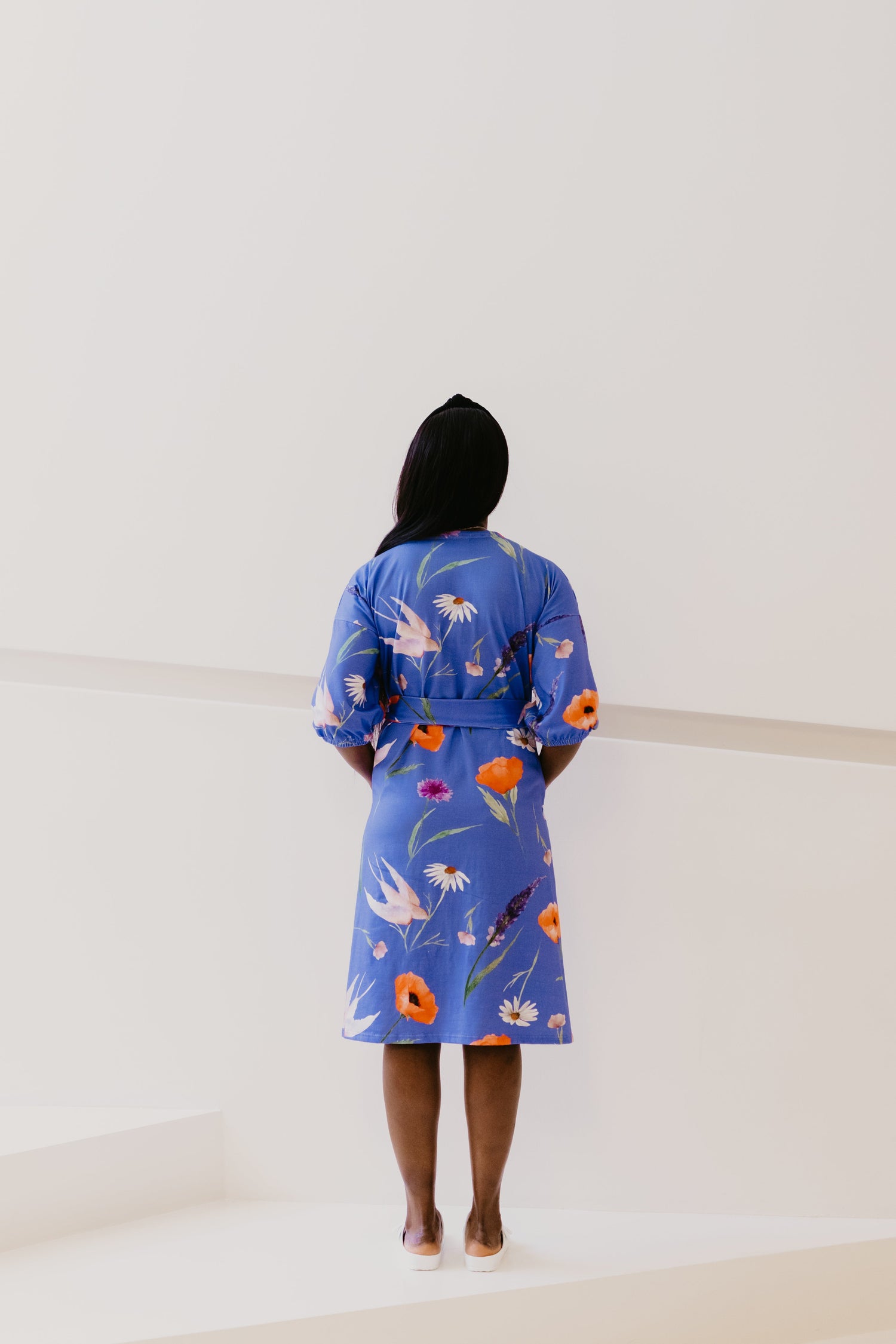 Frida Wrap Dress Kukkaniitty Blauw