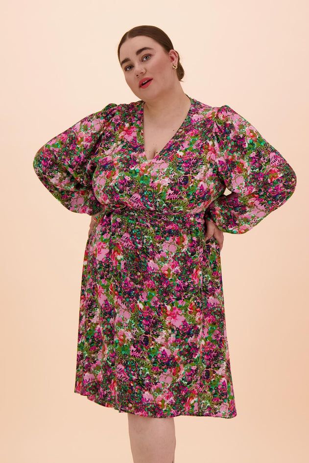 Wrap Dress Blooming Forest Bright